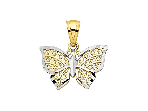10k and Rhodium Butterfly Pendant