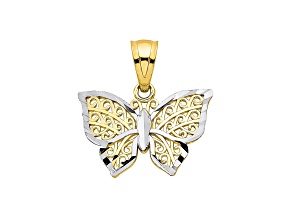 10k Yellow Gold & Rhodium Butterfly Charm