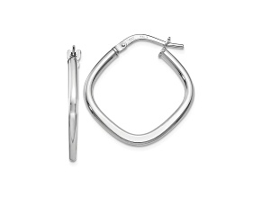 10k White Gold Polished Square Hoop Earrings