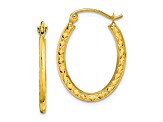 10k Yellow Gold 22mm x 2mm Textured Lightweight Oval Hoop Earrings