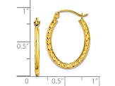10k Yellow Gold 20mm x 1mm Textured Lightweight Oval Hoop Earrings