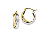 10k Two-Tone 19mm x 6.6mm Polished Double Hoop Earrings