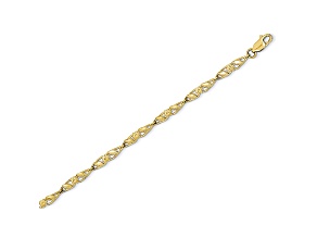 10k Yellow Gold Solid Polished Open Back Flower & Leaf Bracelet