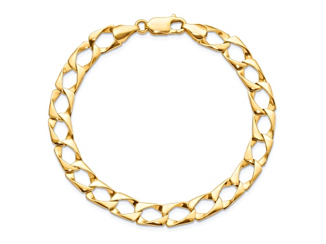 10k Yellow Gold Satin Curb Link Bracelet