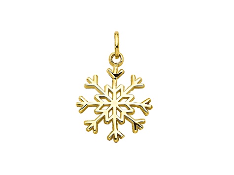 10k Yellow Gold Solid Polished Snowflake Charm