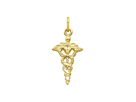 10k Yellow Gold Solid Caduceus Charm