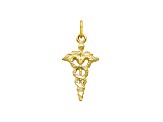 10k Yellow Gold Solid Caduceus Charm