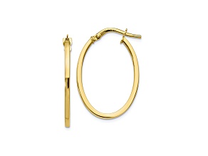 10k Yellow Gold Polished Oval Hoop Earrings