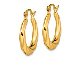 10k Yellow Gold 14mm x 3mm Fancy Small Hoop Earrings