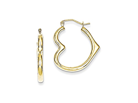 10k Yellow Gold Leightweight Heart Shape Hoop Earrings