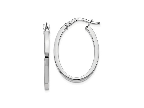 10k White Gold Polished Oval Hinged Hoop Earrings Bgv860 Jtv