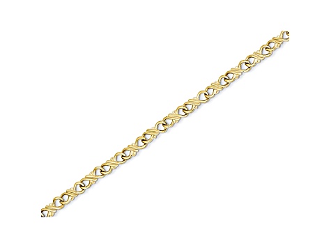 10k Yellow Gold Solid Polished Fancy Bracelet 7 inches