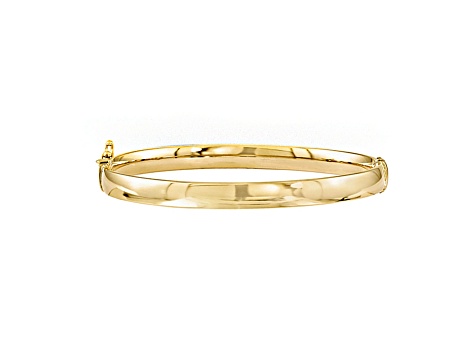 10k Yellow Gold 5.9mm Bangle Bracelet 7 inches - BGV872 | JTV.com