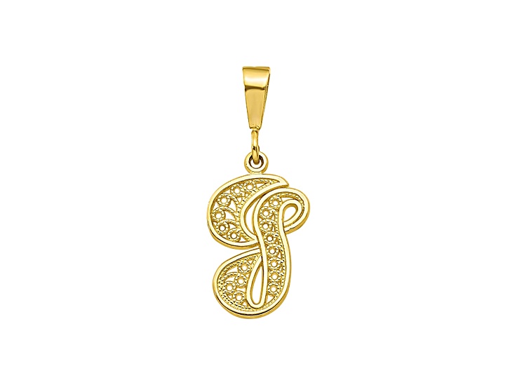 EVALA 『INITIAL』 10k Yellow Gold Script initial G Charm - BGV887 | JTV