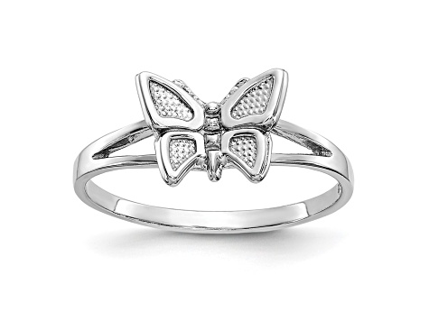10k White Gold Butterfly Ring - BGV896 | JTV.com