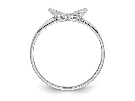 10k White Gold Butterfly Rope Band Ring - Dainty Symbolic Jewelry For Women - View #9