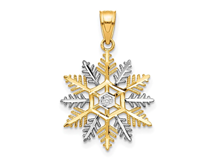 10k Yellow Gold & Rhodium Snowflake Charm - BGV897 | JTV