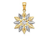 10k Yellow Gold & Rhodium Snowflake Charm