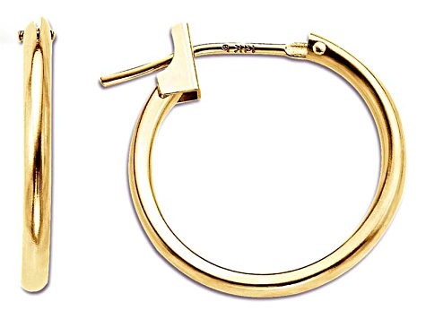 14k Yellow Gold 15mm Hoop Earrings Hollow Center 14k Yellow Gold 15mm Hoop Earrings Hollow Center