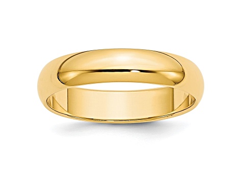 10K White Gold 5mm Half Round Band Ring 