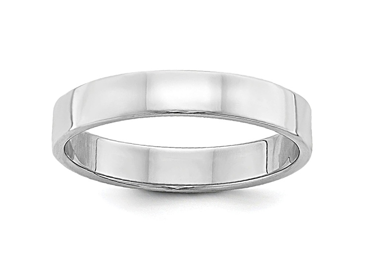 14k White Gold 4mm Flat Band Ring