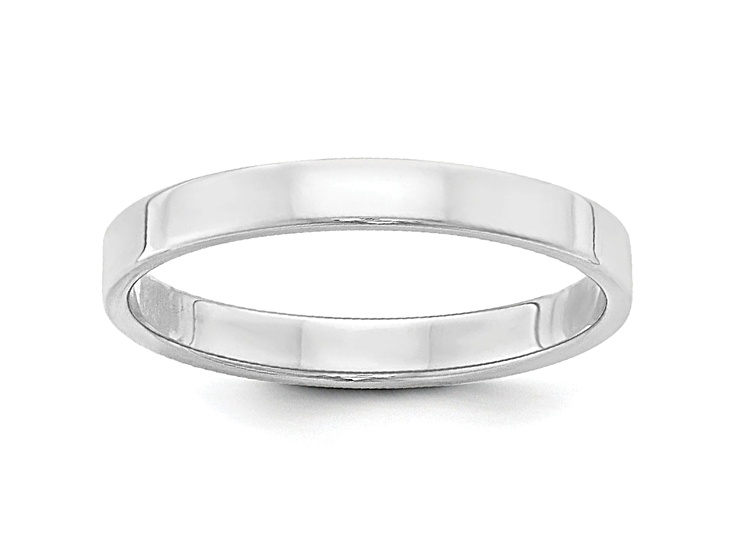 14k White Gold 3mm Flat Band Ring