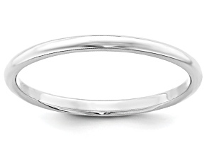 14k White Gold 2mm Half-Round Band Ring