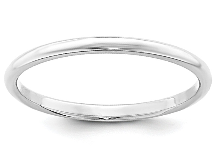 Solid 10k White Gold 2mm Half Round Wedding Band