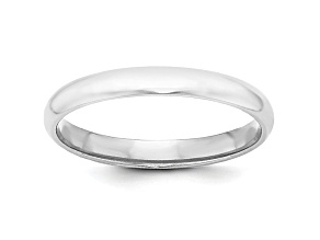 14k White Gold 3mm Half-Round Band Ring