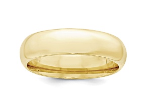 10k Yellow Gold 6mm Comfort-Fit Band Ring
