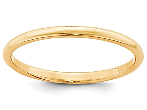 14k Yellow Gold 2mm Half-Round Wedding Band