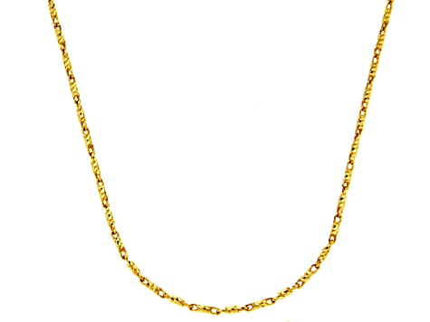 14k Yellow Gold Diamond Cut Bar Link Chain Necklace 18 inch 1mm