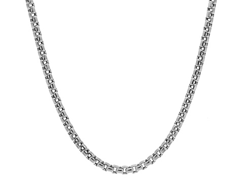 14k White Gold Hollow Box Link Chain Necklace 20 inch - BGW554 | JTV.com