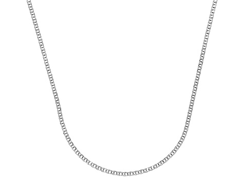 14k White Gold Diamond Cut Square Spiga Chain Necklace 24 inch