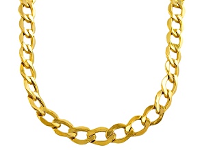 10k Yellow Gold Hollow 7mm Curb Link Chain Necklace 24 inch
