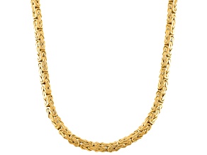 10k Yellow Gold Hollow 4mm Byzantine Link Chain Necklace 18 inch