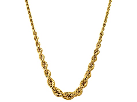 10k Yellow Gold Hollow Graduated Rope Chain Necklace 18 inch