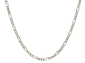 14k White Gold Figaro Link Chain Necklace 20 inch 3mm