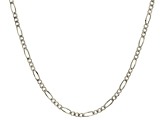 14k White Gold Figaro Link Chain Necklace 20 inch 3mm