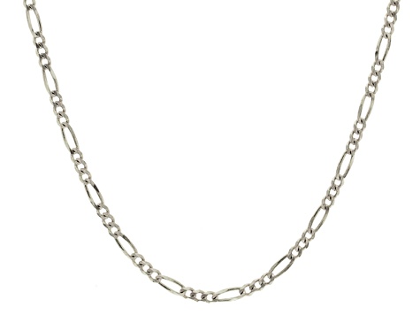 14k White Gold Figaro Link Chain Necklace 24 inch 3mm