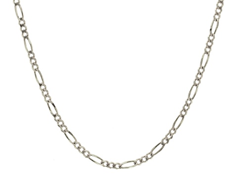 14k White Gold Figaro Link Chain Necklace 24 inch 3mm - BGW644 | JTV.com