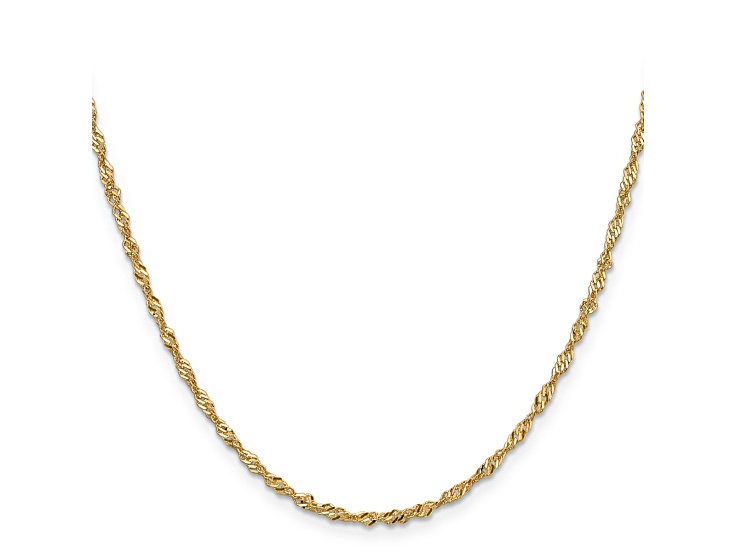 14k Yellow Gold Singapore Link Chain Necklace 20 inch 2mm
