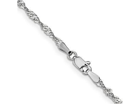 14k White Gold Singapore Link Chain Necklace 16 inch 2mm