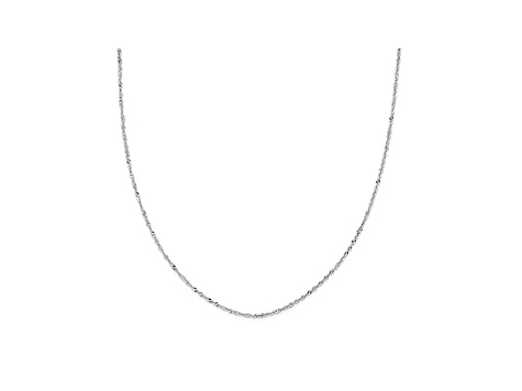 14k White Gold Singapore Link Chain Necklace 18 inch 2mm