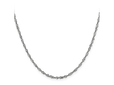 14k White Gold Singapore Link Chain Necklace 20 inch 2mm
