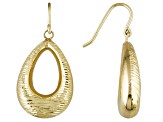 10k Yellow Gold Hollow Teardrop Dangle Earrings