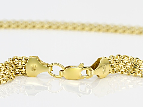 14k Yellow Gold Hollow Bismark Link Chain Necklace 18 inch 5.5mm