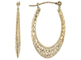 14k Yellow Gold Diamond Cut Oval Tube Hoop Earrings