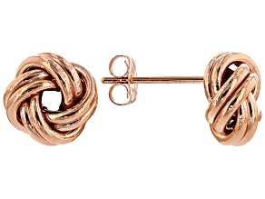 14k Rose Gold Over 14k Yellow Gold Hollow Love Knot Earrings