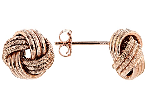 14k Rose Gold Over Yellow Hollow Love Knot Earrings 14k Rose Gold Over Yellow Hollow Love Knot Earrings